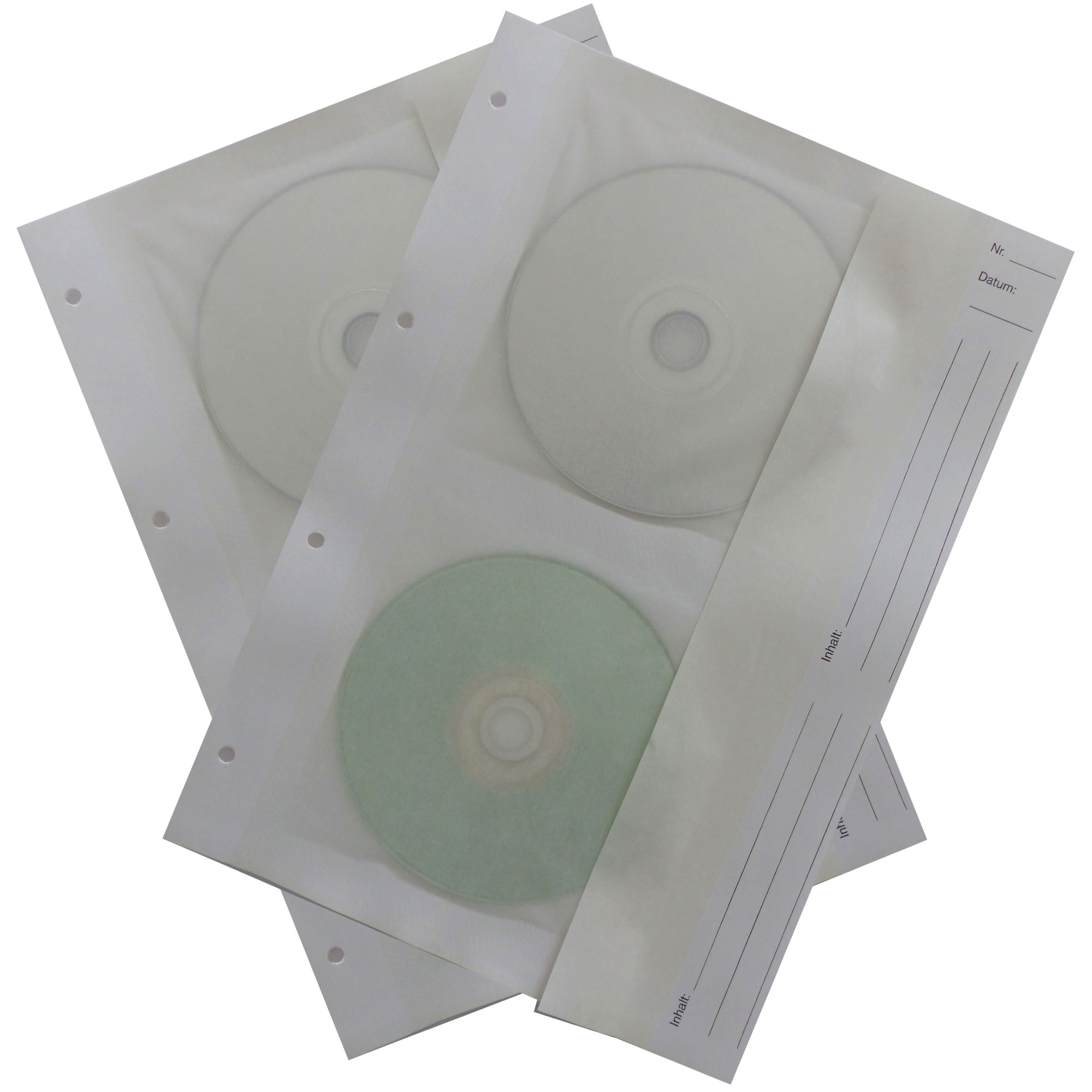 CD-Ablageblätter, Kraftpapier gebleicht120/Pergamin gebleicht 60g, 210 x 297 mm, CD2